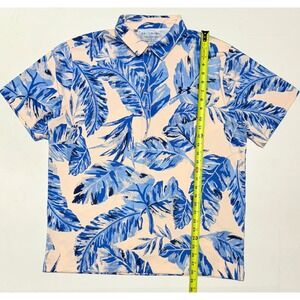 Under Armour Playoff Polo XL Blue Leaf Print Golf Short Sleeve Shirt